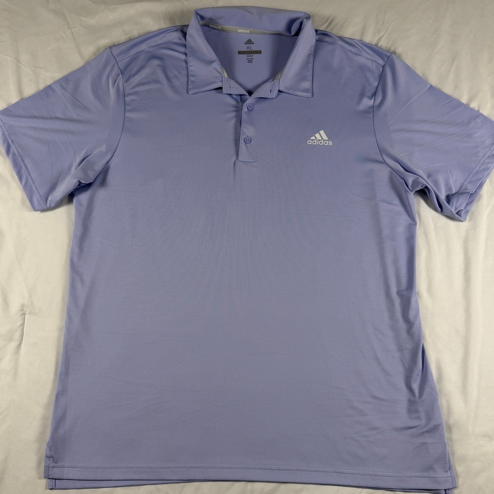Adidas Golf Mens XL Polo Shirt Short Sleeve Purple Performance Activewear Logo